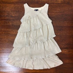 Gap L(10) metallic gold ruffle tiered dress